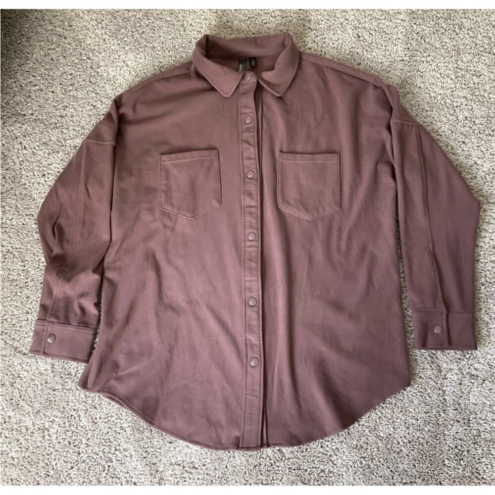 Mondetta Shirt‎ Jacket Pink Mauve Long Sleeve Button Front Pockets Oversized L
